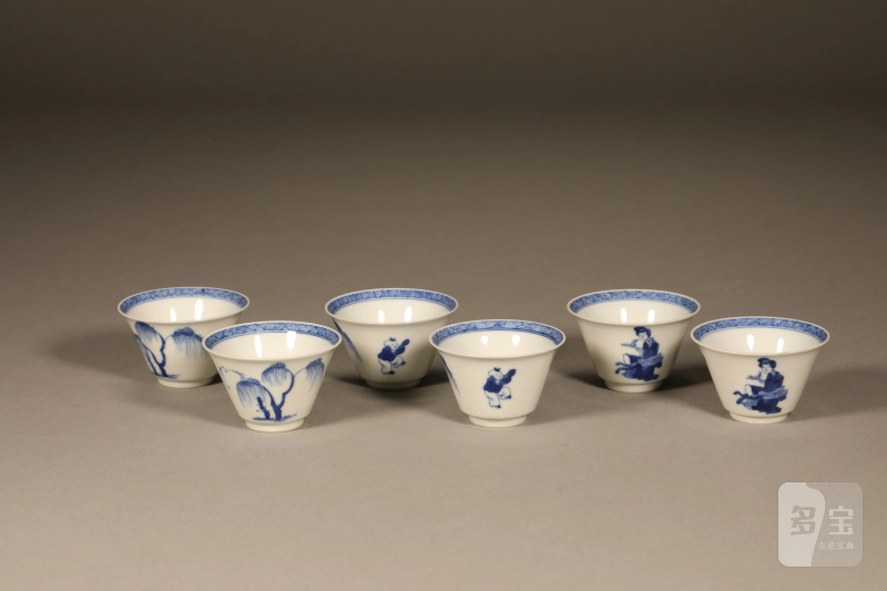 清 青花教子柳树纹杯 - 图4